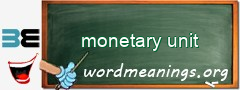 WordMeaning blackboard for monetary unit